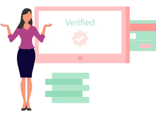 Woman telling about website design  Illustration