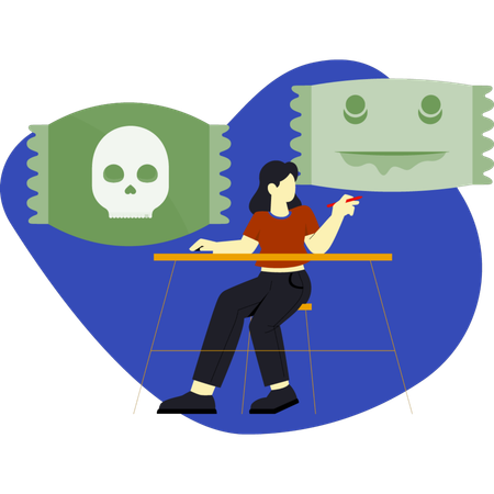 Woman telling about zombie candy  Illustration