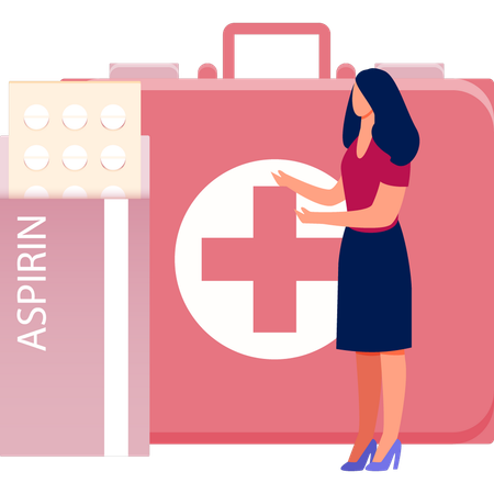 Woman Telling Importance Of Aspirin Kit  Illustration