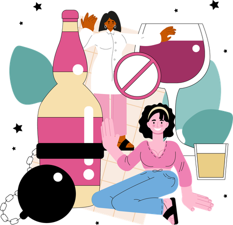 Woman tells to stop drinking  Illustration