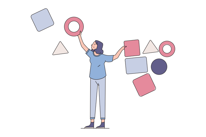 Woman testing framework environment Illustration