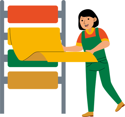 Woman Textile Machinery Worker  Illustration