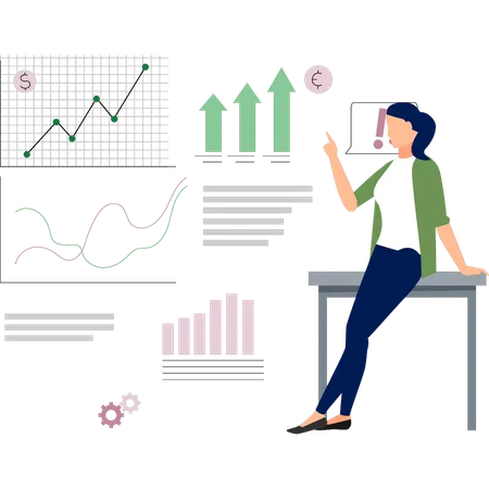 Woman thinking about business strategy  Illustration