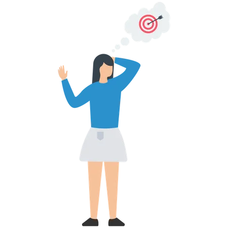 Woman thinking about Business Target  Illustration