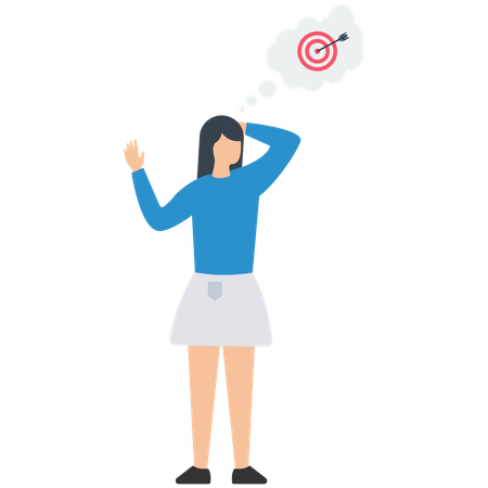 Woman thinking about Business Target  Illustration