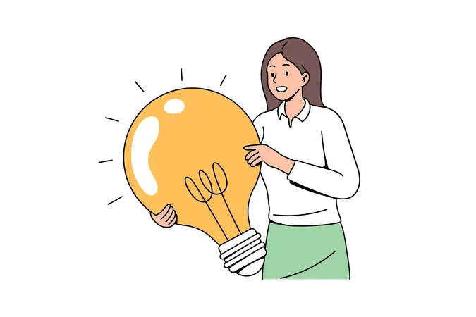 Woman thinking about creative idea  Illustration