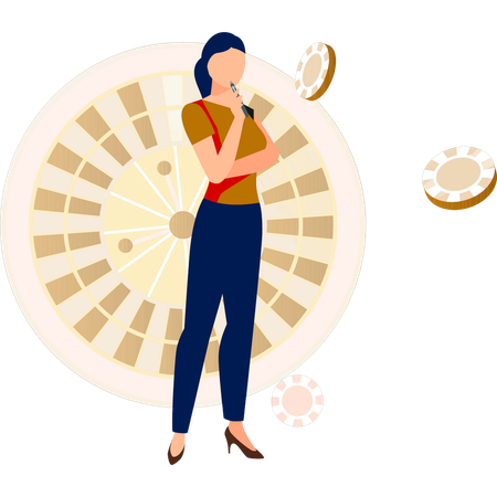 Woman thinking about gambling  Illustration