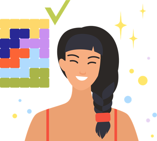 Woman thinking about game  Illustration