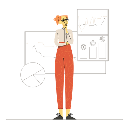Woman thinking about investment Illustration