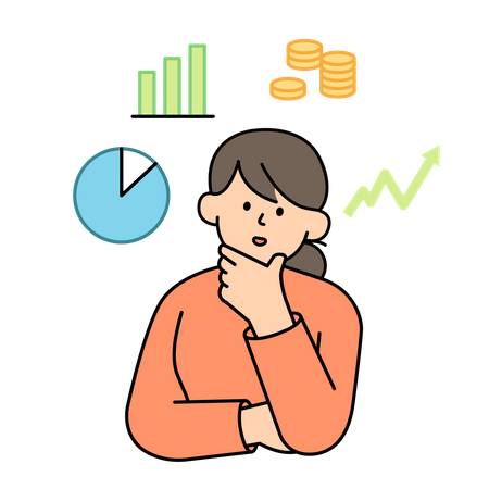 Woman thinking about investments  Illustration