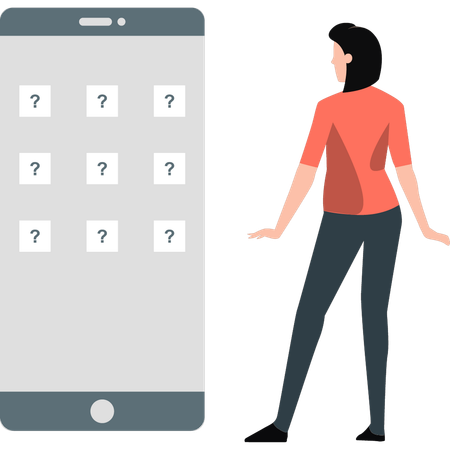 Woman thinking about mobile apps  Illustration