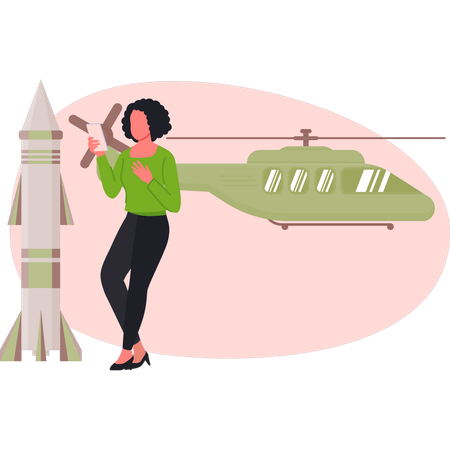 Woman  thinking about nuclear weapon  Illustration