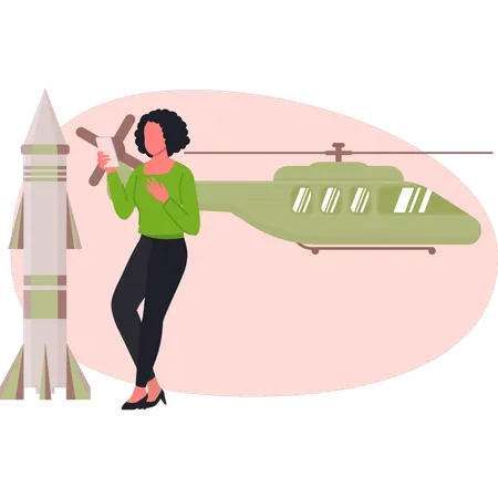 Woman  thinking about nuclear weapon  Illustration
