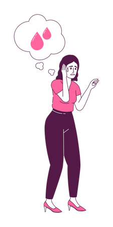 Woman thinking about period problem  Illustration