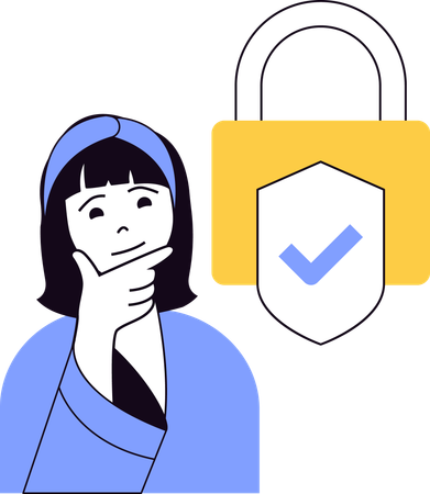 Woman thinking about security  Illustration