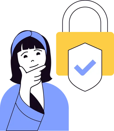 Woman thinking about security  Illustration