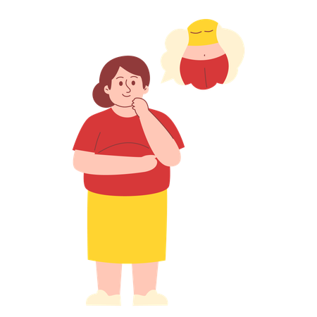 Woman Thinking about Slim figure  Illustration