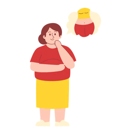 Woman Thinking about Slim figure  Illustration