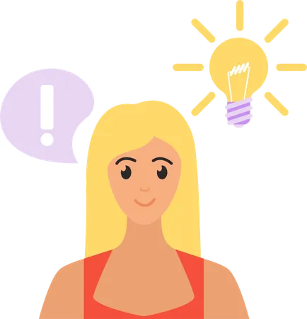 Woman thinking about solution  Illustration