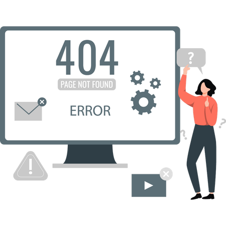 Woman thinking about website under maintenance Illustration