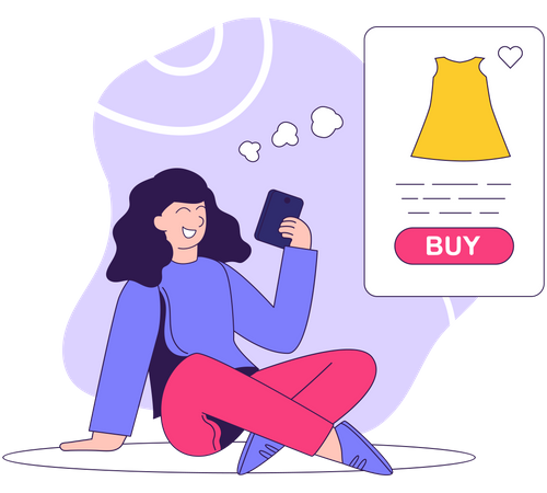 Woman thinking of buying shirt  Illustration