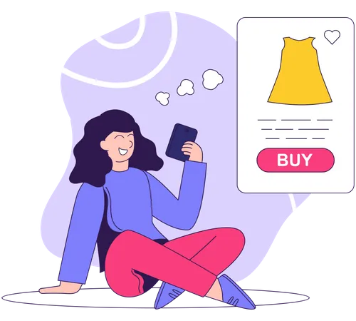 Woman thinking of buying shirt  Illustration