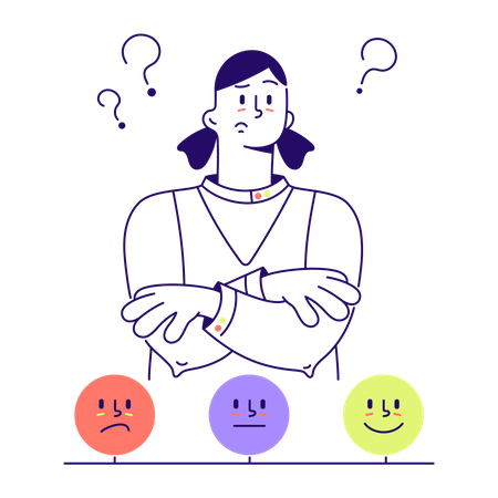Woman thinking of review  Illustration