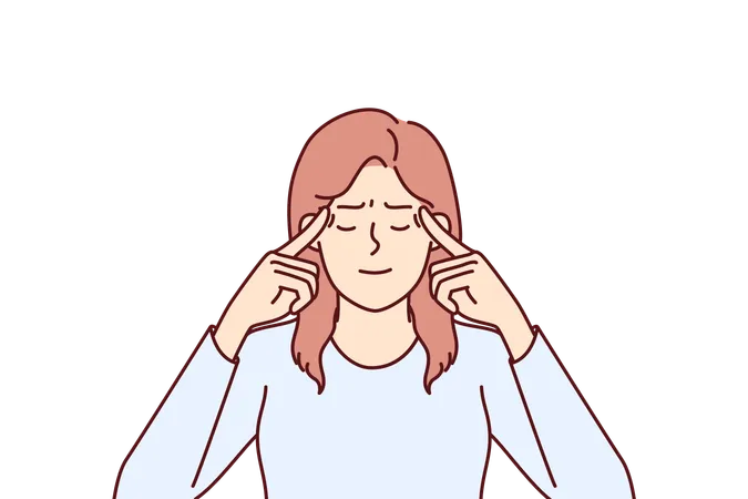 Woman Near Inscriptions False And True Reflects Trying To Choose From Two Options And Make Difficult Decision Woman Put Fingers On Temples And Closed Eyes Considering Pros And Cons Fateful Decision Illustration