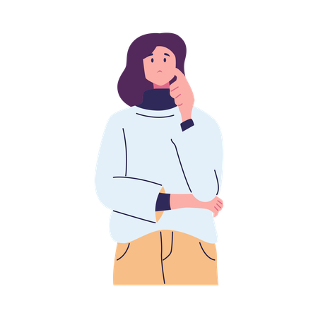 Woman Thinking Something  Illustration