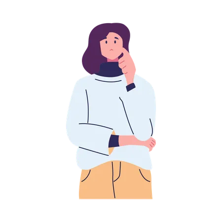 Woman Thinking Something  Illustration