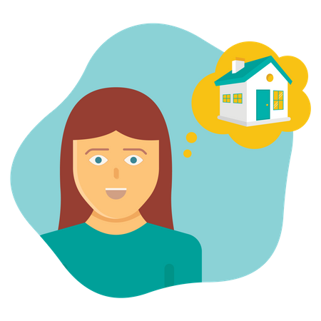Woman thinking to invest in property  Illustration