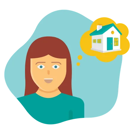Woman thinking to invest in property  Illustration