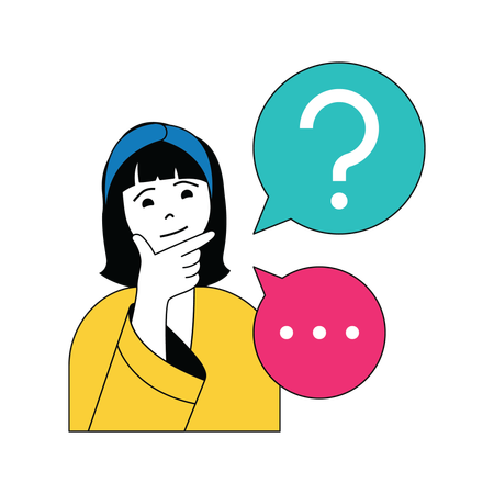 Woman thinking while talking  Illustration