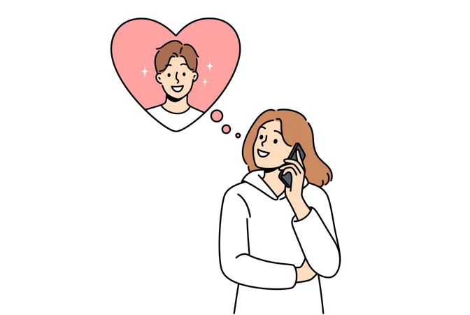 Woman thinks of her lover  Illustration