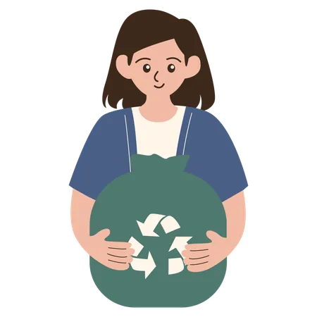 Woman throw away rubbish for recycling  일러스트레이션