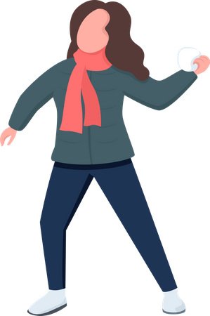 Woman throw snowball Illustration