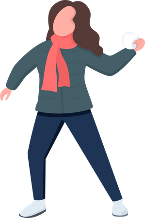 Woman throw snowball  Illustration