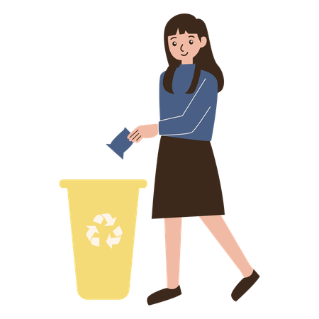 Woman throwing away trash  Illustration