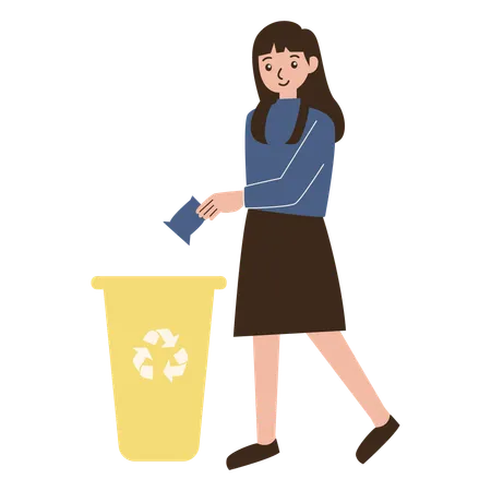 Woman throwing away trash  일러스트레이션