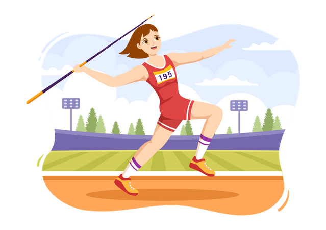 Woman throwing javelin  Illustration