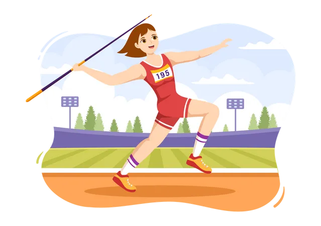 Woman throwing javelin  Illustration