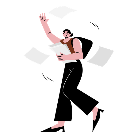 Woman throwing paper  Illustration