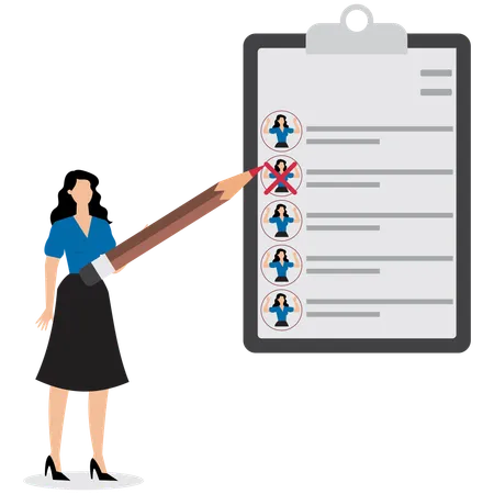 Woman tick mark on job form  Illustration