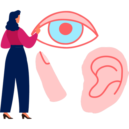 Woman touching human eye lid  Illustration