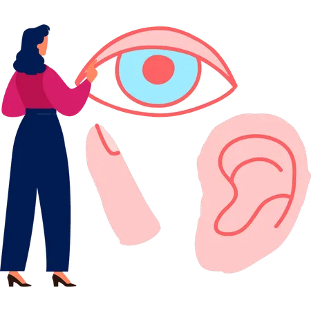 Woman touching human eye lid  Illustration