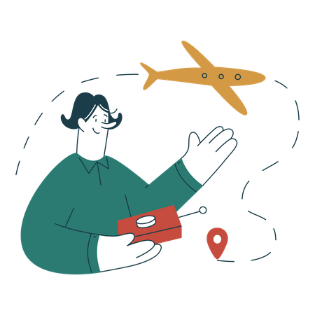 Woman tracking air delivery  Illustration