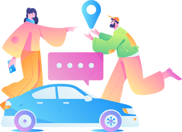 Woman tracking cab  Illustration