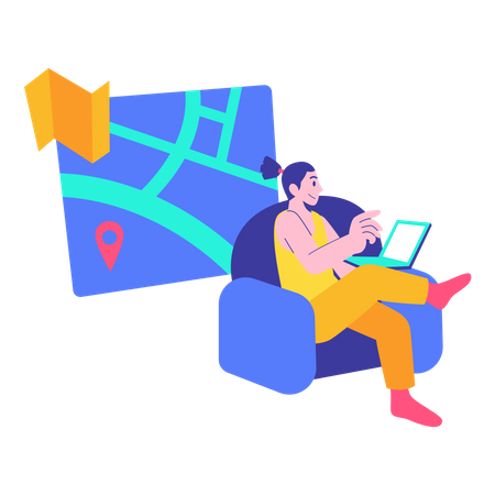 Woman tracking online order  Illustration