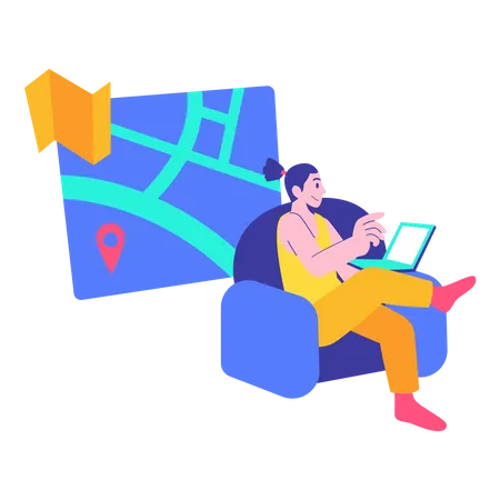 Woman tracking online order  Illustration