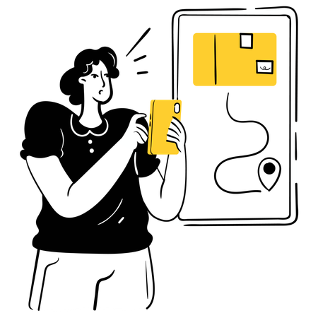 Woman tracking package online  Illustration